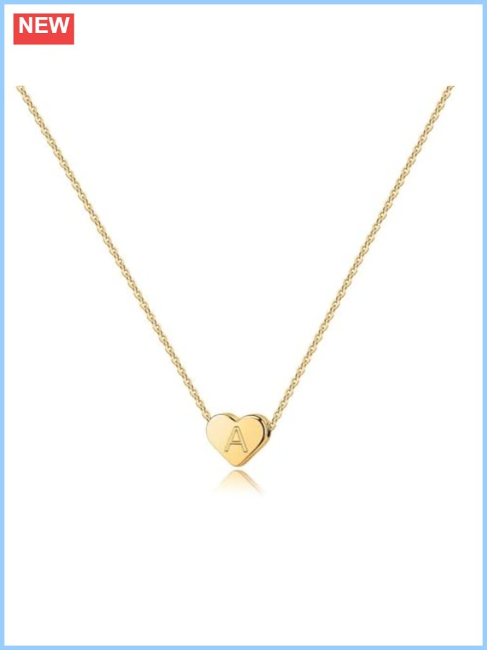 14K Gold Plated Heart Initial Necklace Pendant Adjustable Chain Women Jewelry